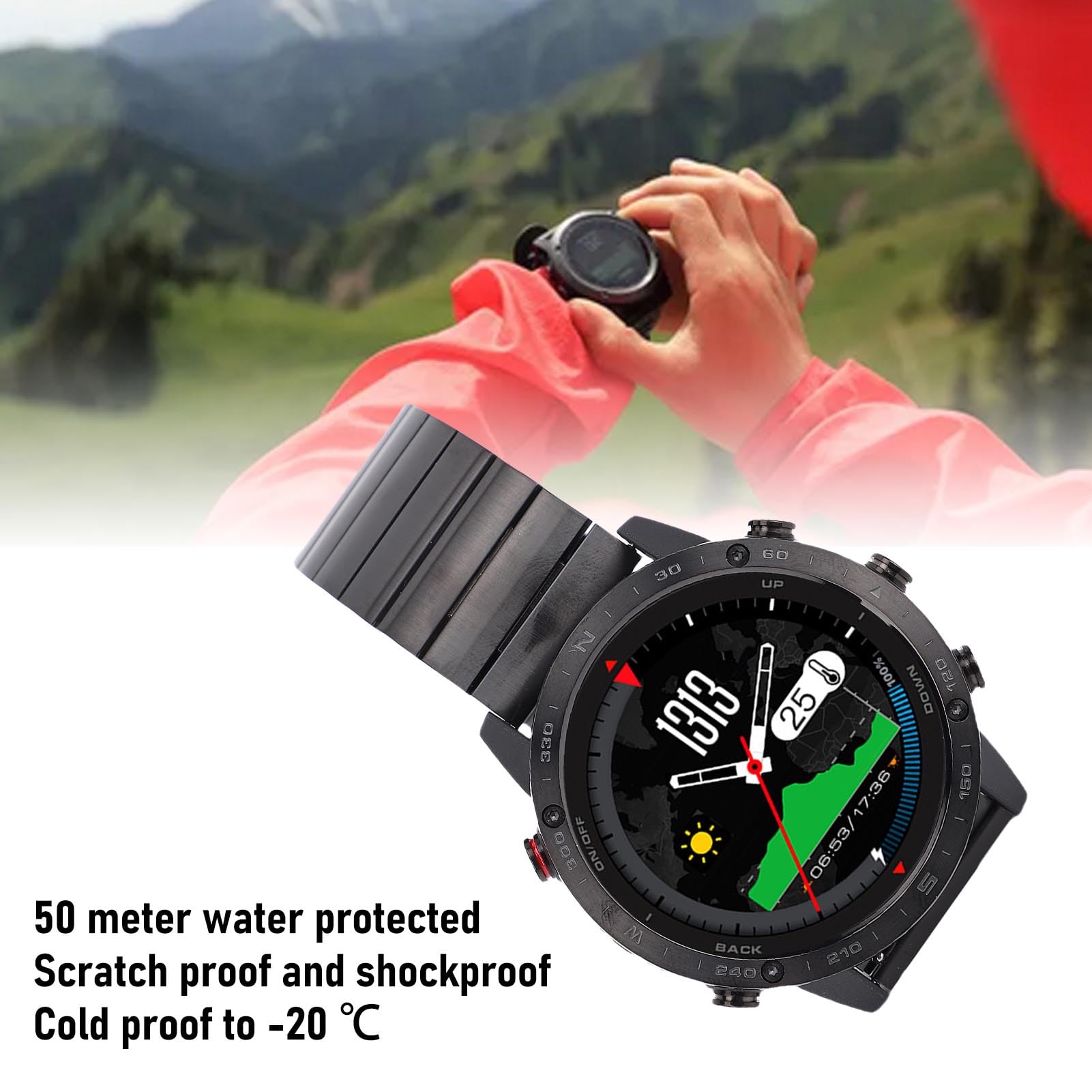 Keenso 50 M Smart Watch, Sports Smartwatch, z Czujnikiem Głębokości, Barometr, dla Fitness, Nurkowanie, Bieganie, Przypomnienie Wiadomości i Sport