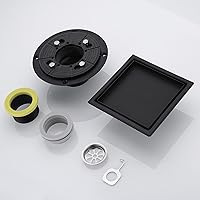 Vista 5 de Drenaje de ducha de diseño cuadrado de 6 pulgadas con brida de base de drenaje de ducha ajustable, drenaje de piso de acero inoxidable SUS 304