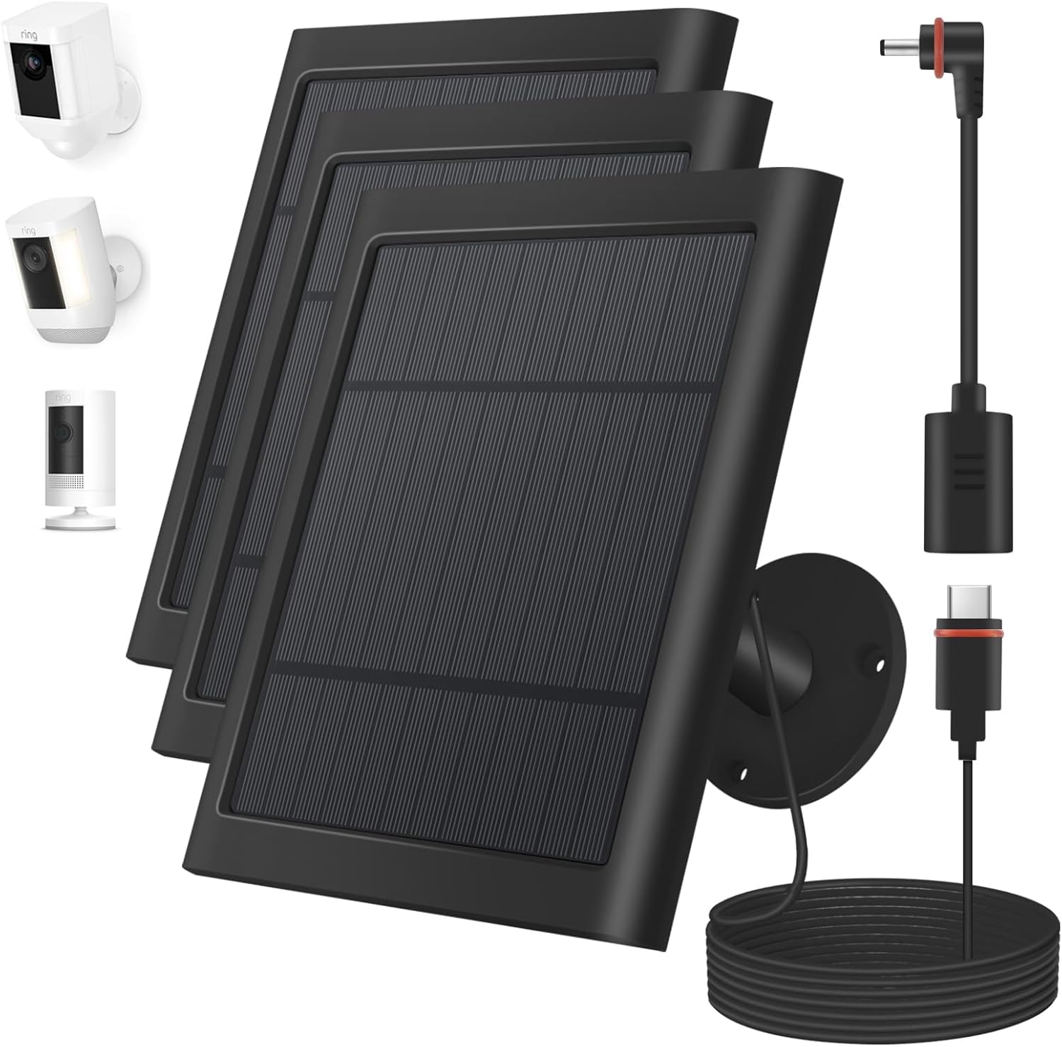 Solar Panel for Ring(2nd Generation) Camera (Black 2Pack) (Black 3PCS)