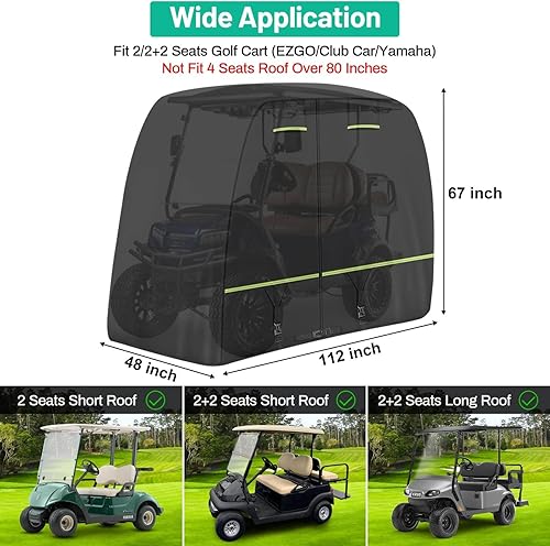 Miniatura 2 de Funda para carrito de golf EZGO, Club Car, Yamaha Most 4 pasajeros2 pasajeros, tiras reflectantes mejoradas, dos correas resistentes al viento,