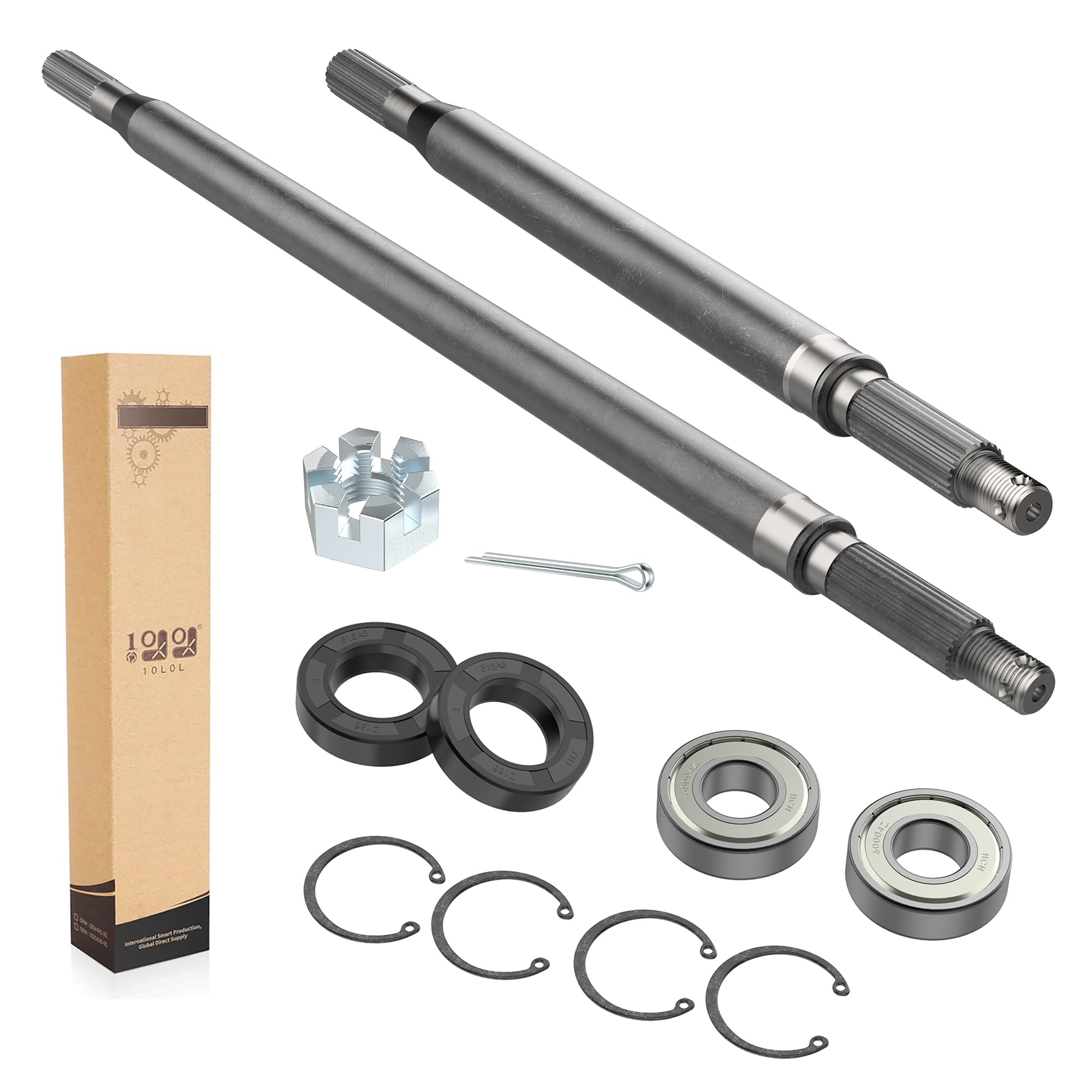 10L0L Golf Cart EZGO TXT Medalist Driver Side/Passenger Side Rear Axle Shaft with Bearing Seal Kit, Replace OEM 20377G11/20377G12/15112G1 (Fits EZ-GO TXT Electric 1994-2013)