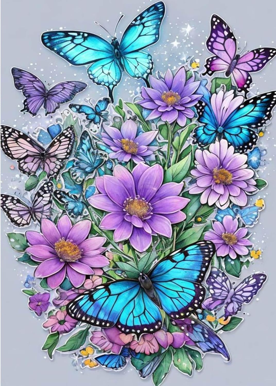 Musevial X1923-Uk Cross Stitch Kits For Adults - Butterfly Stamped Crossstitching Kits Preprinted 11 Count Cross-Stitch Kit For Beginner, 11Ct Prestamped Easy Pattern Needlepoint Kits Crafts For Decor