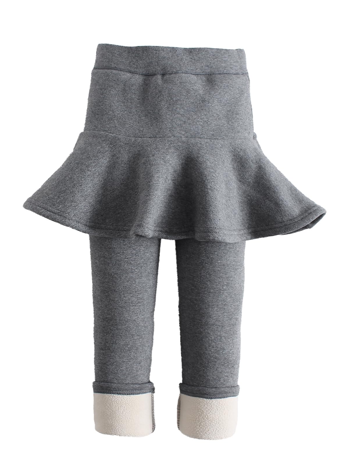 LOLANTA Leggings con forro polar para niñas con falda, pantalones cálidos de invierno para niños, falda con volantes
