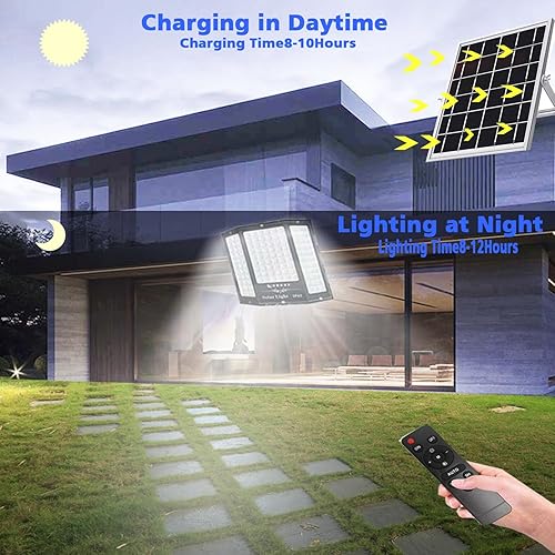 Miniatura 5 de 350 W 17 pulgadas luces solares LED superbrillantes para exteriores, impermeables, luz de calle solar del atardecer al amanecer, luces solares con