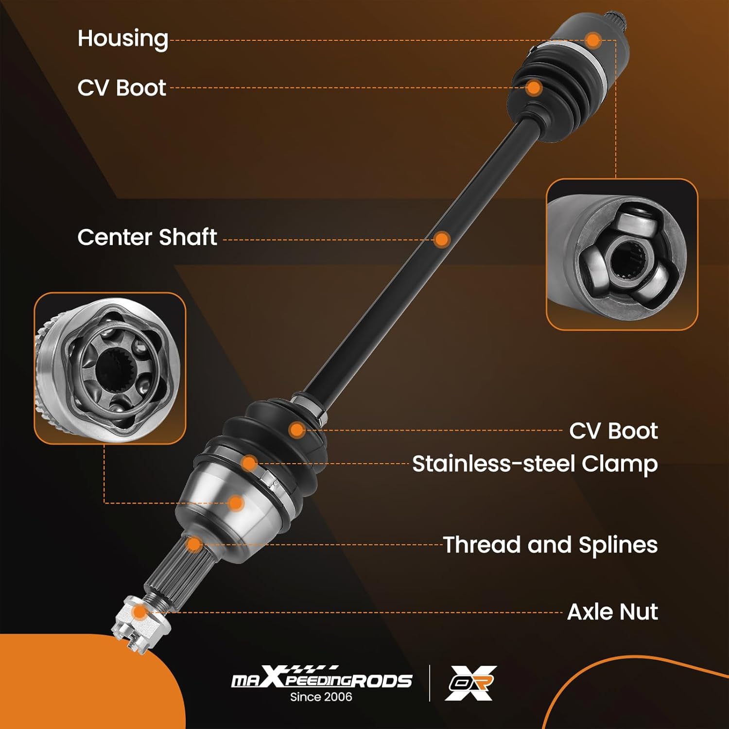 maXpeedingrods Front CV Axle Shaft for Polaris Ranger 900 Crew/XP 2013-2019, Ranger XP/XP 1000 2017-2020, RZR S 800/4 800 2009-2014, Left or Right Drive Half Shaft, Replace# 1332637