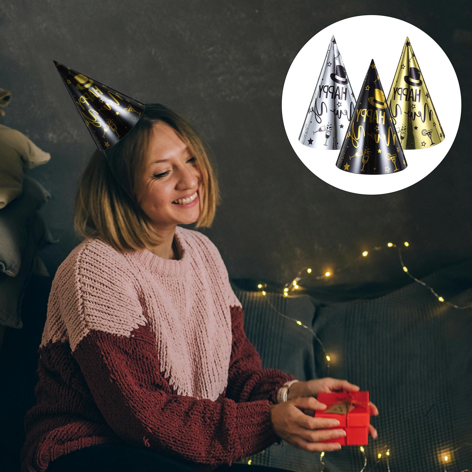30 pezzi Cappelli Cono per Festa di Capodanno e Colorata Adatti per Adulti Decorazioni Festive per Capodanno