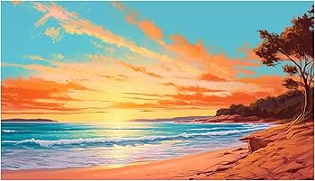 Amazon.co.jp: SHYAMIC 海絵 アート海 自然風景, 黄色い夕焼けの