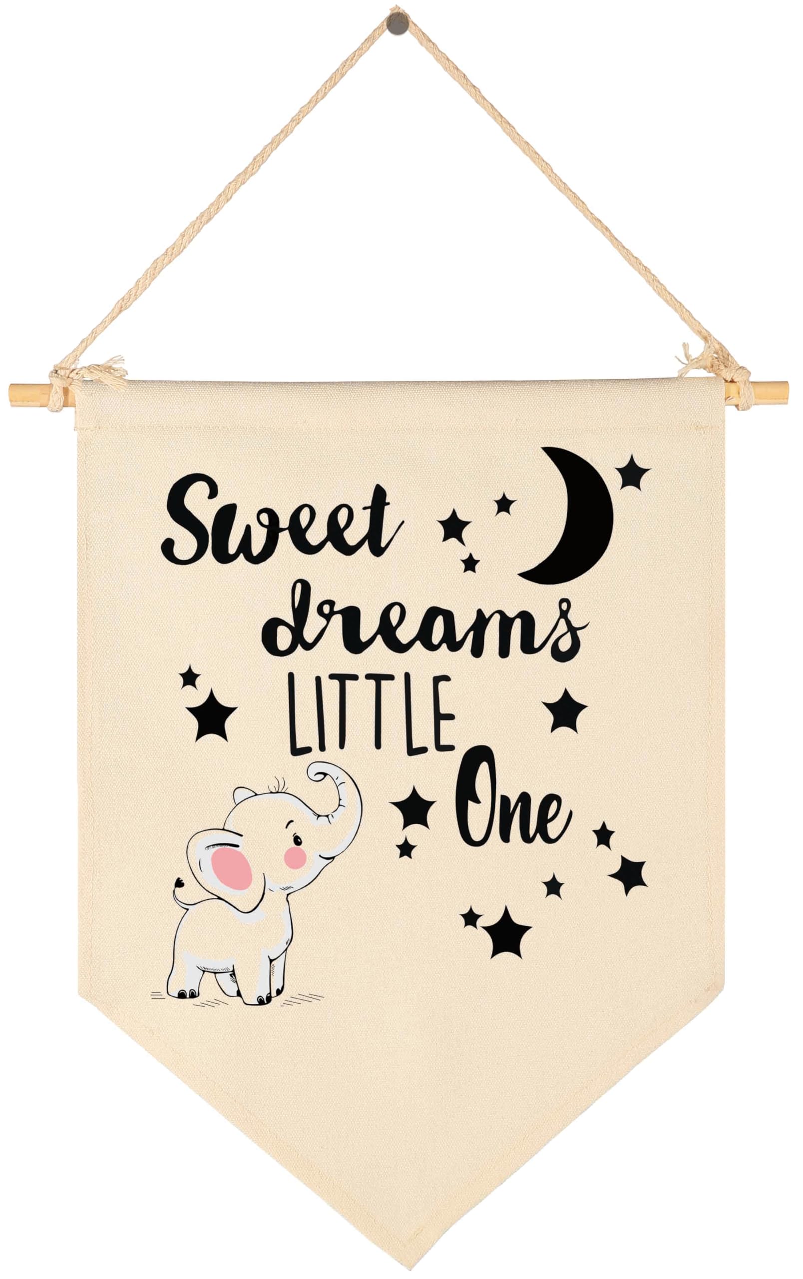 Sweet Dreams Little One -Canvas Hanging Flag Banner Wall Sign Decor Gift for Baby Kids Girl Boy Nursery Teen Room Front Door