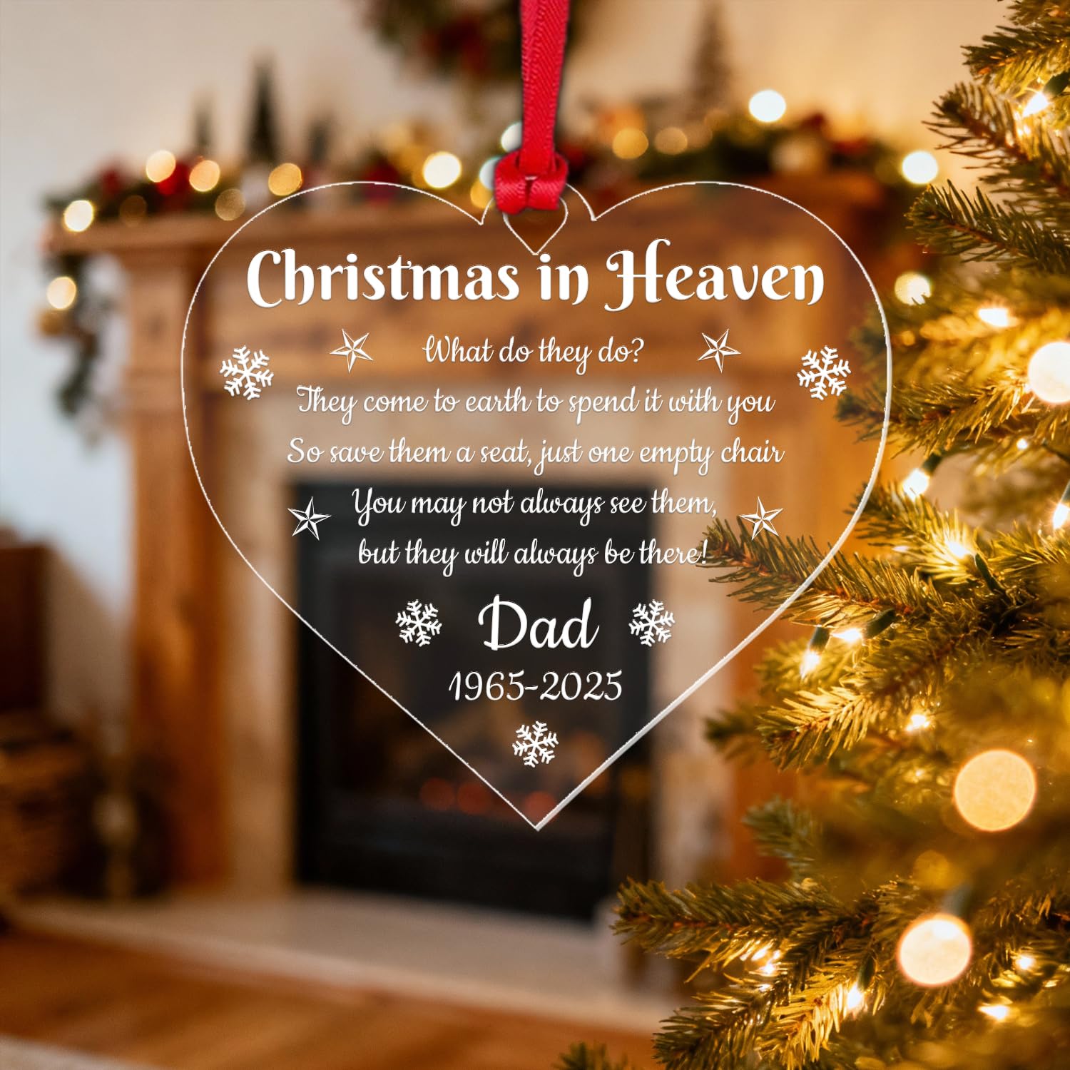 Personalised Name Memorial Christmas Bauble Xmas In Heaven Tree Decoration Gift