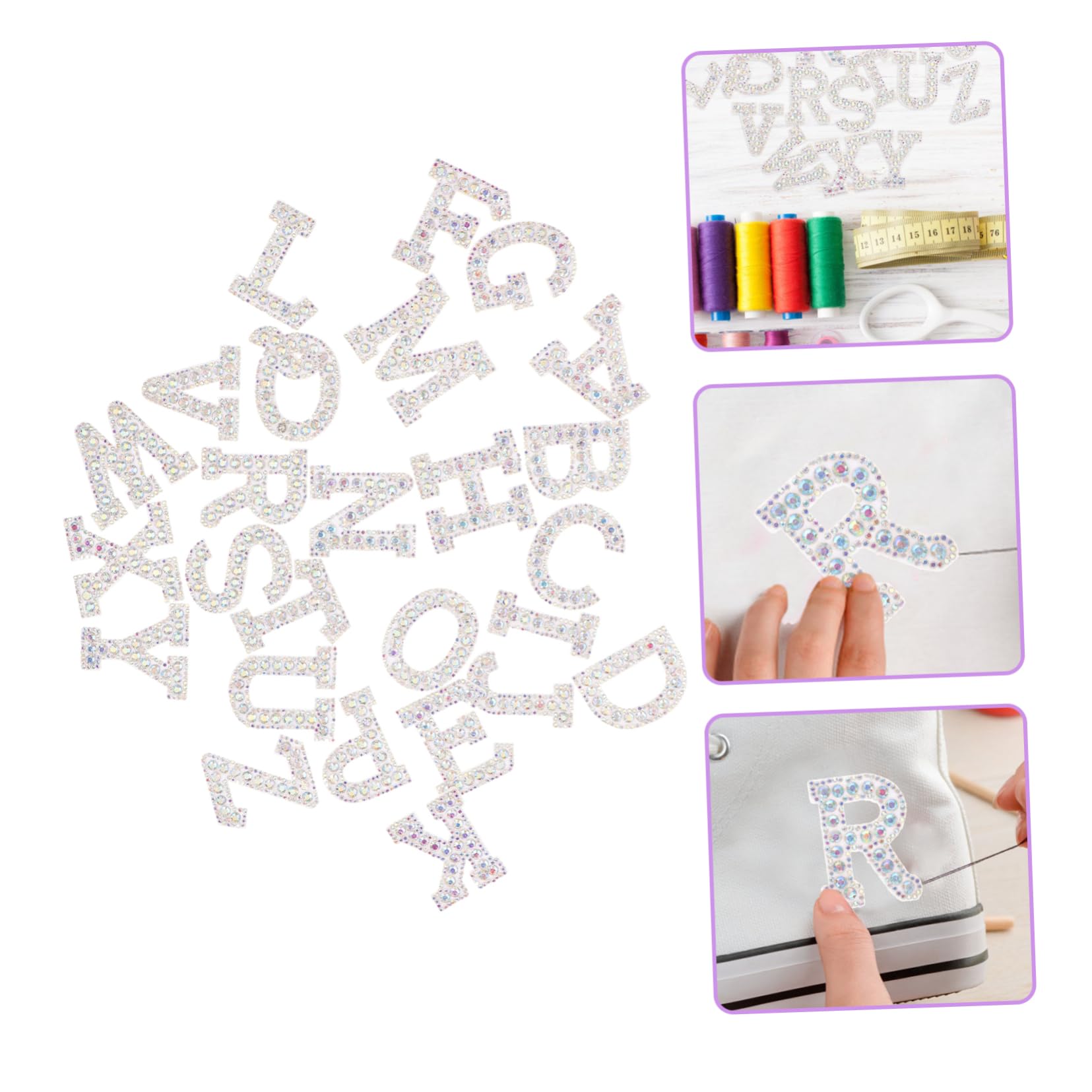 HOMSFOU Adesivi Con Lettere Diamantate A Caldo Per Lettere In Ciniglia Lettere Dell'Alfabeto Lettere Bastoncino Per Tessuto Lettere Ricamate Lettere Scintillanti Adesivi Per