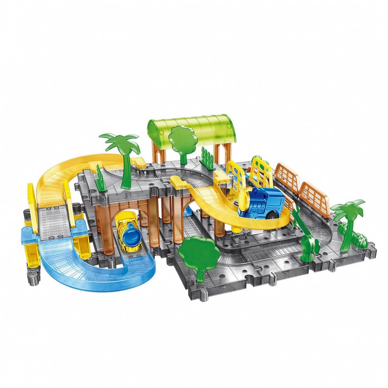Qianly Set di Binari -da- con Treno Motorizzato Inrattivo Trenino Motorizzato con Binari Conibili Regalo per Bambini