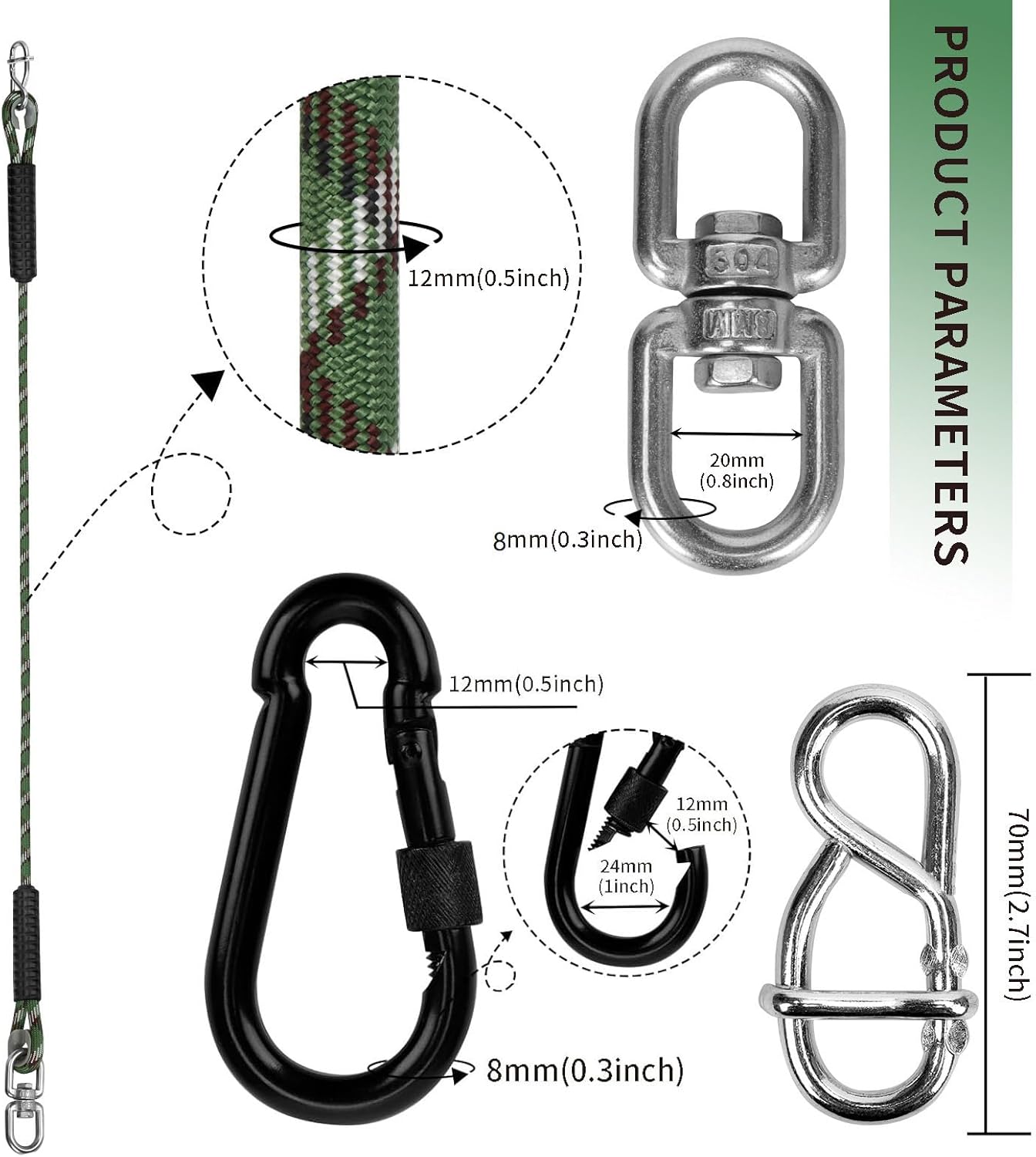 2-Pack 3.91ft(47") Heavy Duty Tree Swing Ropes Hammock,Tree Swings Hanging Straps,Adjustable Extendable,for Outdoor Swings Hammock Playground Set Accessories,Camouflage 2 71QN7lCKqqL. AC SL1500