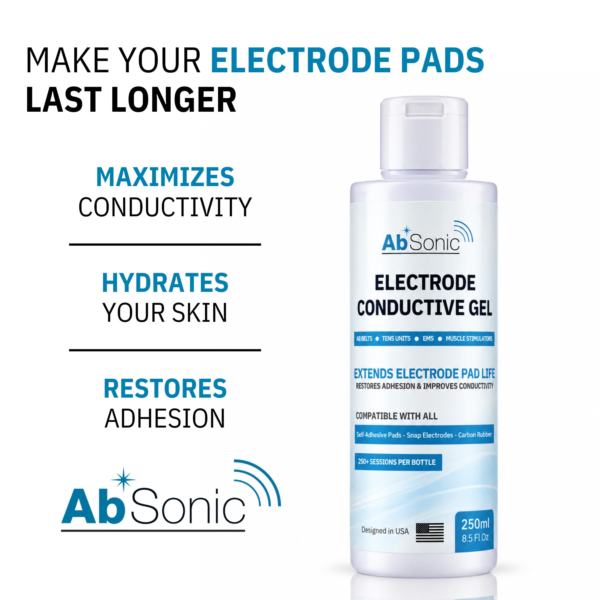 Absonic Electrode Gel - Restore TENS Pads -2 Absonic Electrode Gel - Restore TENS Pads -2