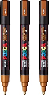 posca PC-5M Water-Based Paint Markers, Reversible Medium Tip (1.8-2.5mm), Bronze, 3 Count