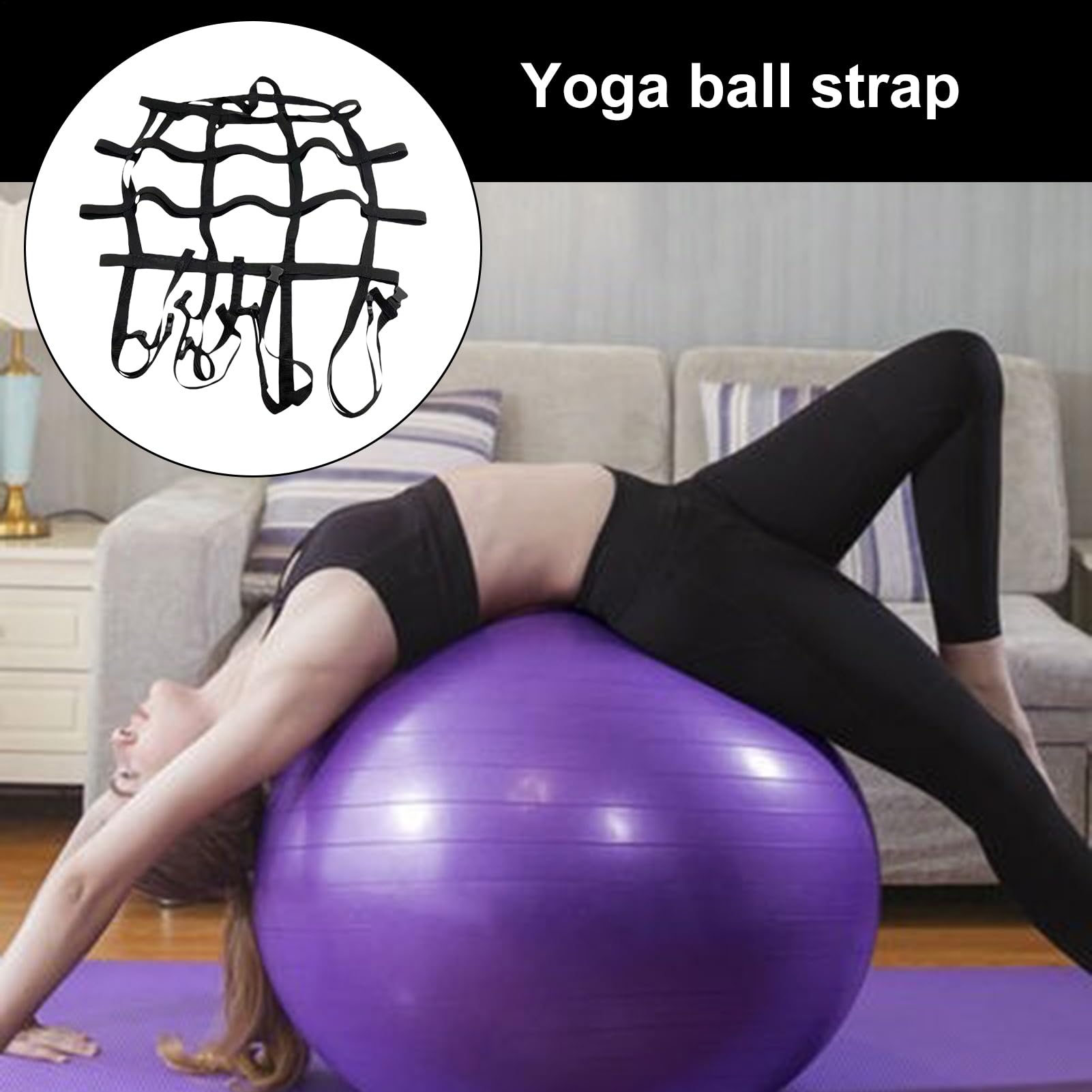 Cinghia per palla da pilates, ausiliaria per esercizi, cintura regolabile portatile per pilates 330 g, stretching, allenamento aerobico, casa, aula, viaggi e uso fitness all'aperto, materiale robusto