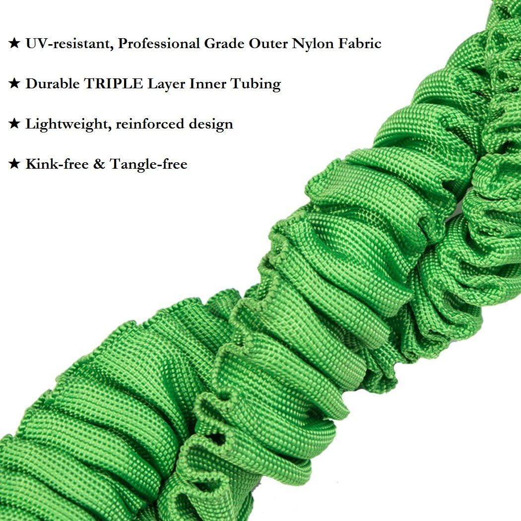 Expandable Garden Hose [Bonus] Free 9 Pattern HIGH Pressure Metal Sprayer Automatic FIRE Nozzle for Car or Windows. Brass Connectors, Shutoff Valve, 3 Layer Latex, Metal Hook Hanger Holder. (50 Feet)