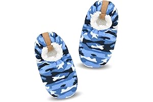 Boys House Slippers With Non Skid Bottoms: Warm Fuzzy House Shoes