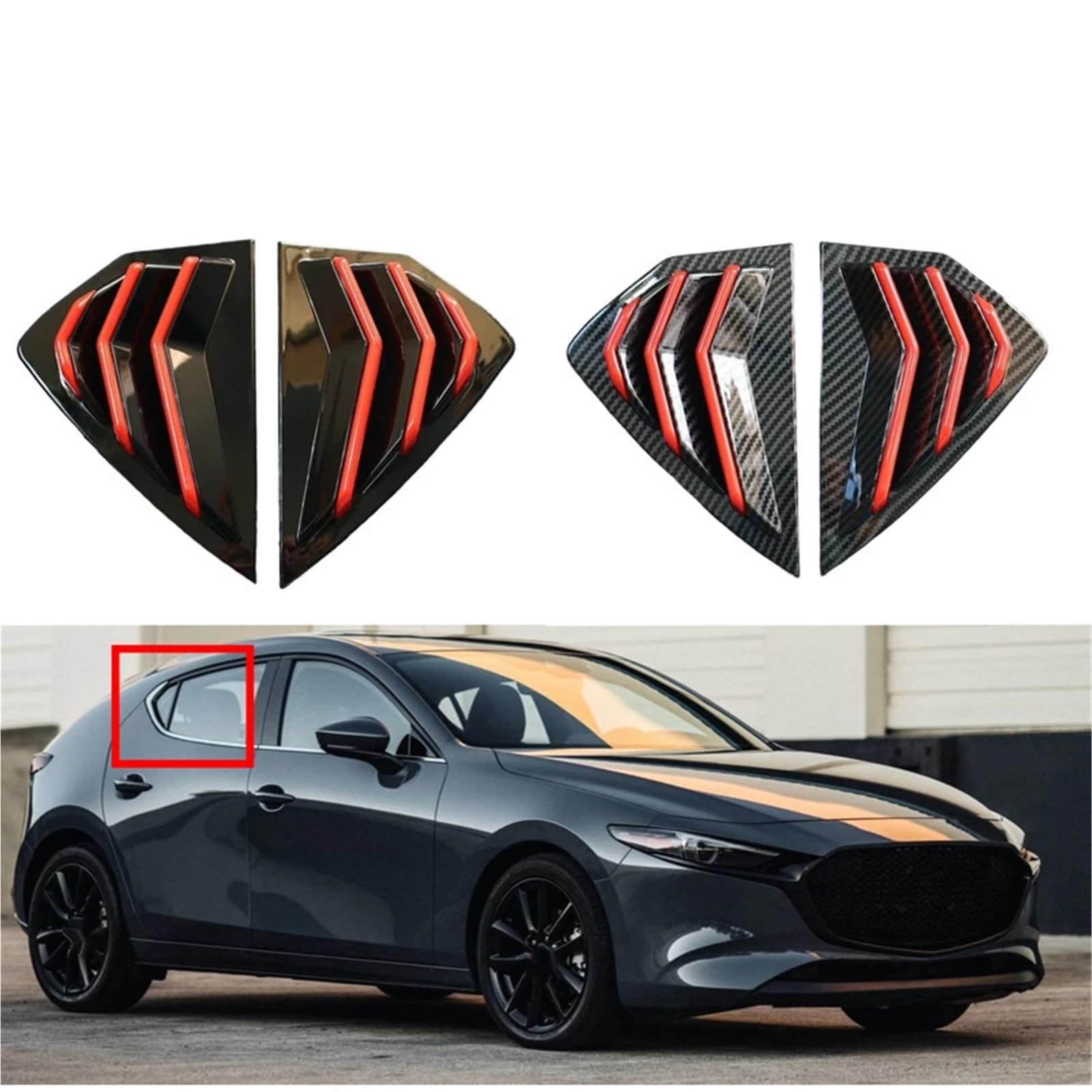 Osłona tylnej szyby żaluzji samochodu, boczna osłona, pasuje do Mazda 3 Axela Hatchback 2019 2020-2022 Naklejka ozdobna Migawki Tylnej Szyby