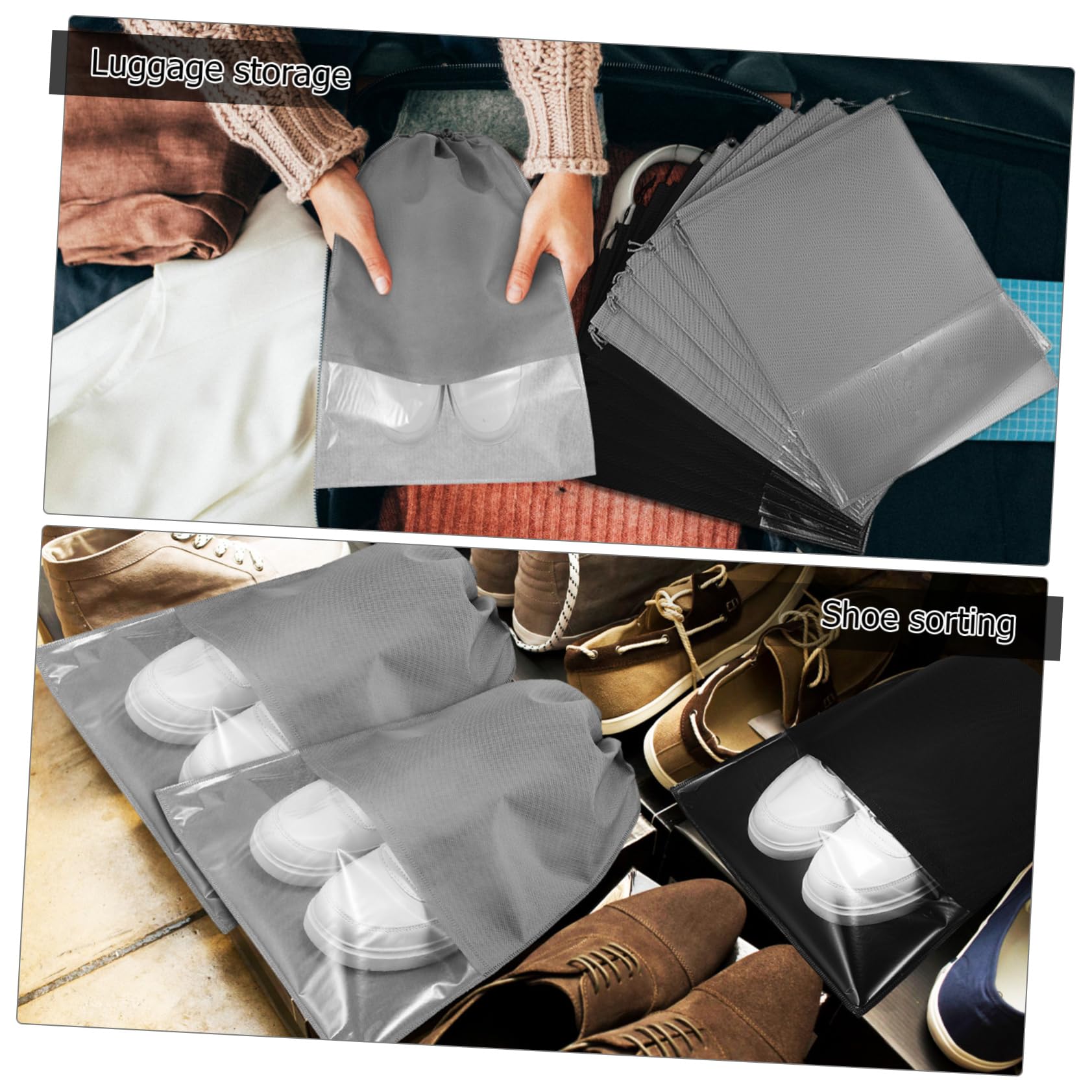 20stücke Reiseschuhtasche Aus Vliesstoff Leicht Kordelzugverschluss Transparent Für Schnelle Identifizierung Vielseitig Für Schuhe Und Reisebedarf