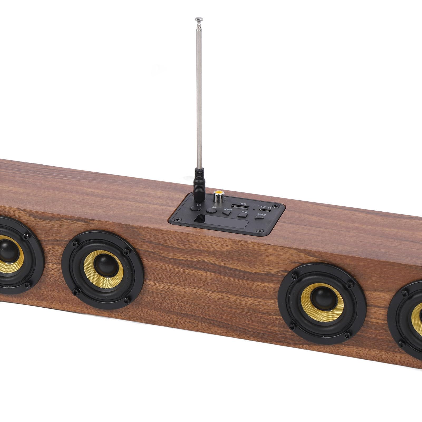Barre de Son sans Fil, Son Surround HiFi 360°, Haut-parleurs D'ordinateur en Bois avec Bluetooth 5.3, Connexion USB AUX, 50 W, 88 Cm, Barre de Son Home Cinéma pour Téléviseur, PC