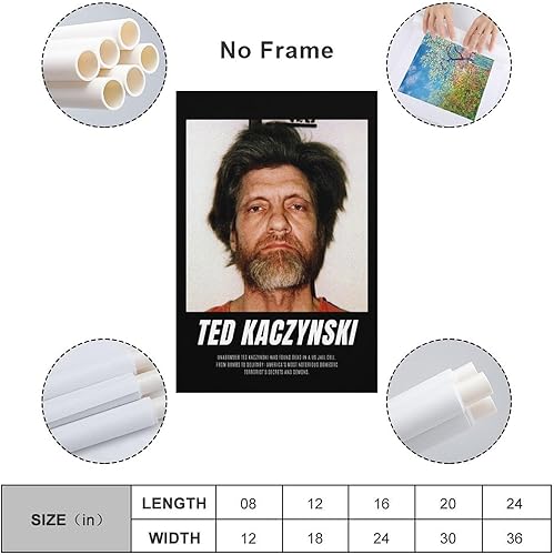 Miniatura 2 de MOJDI Póster de perfil terrorista Ted Kaczynski (7) pintura en lienzo póster de arte de pared para dormitorio, sala de estar, decoración de 24 x 36