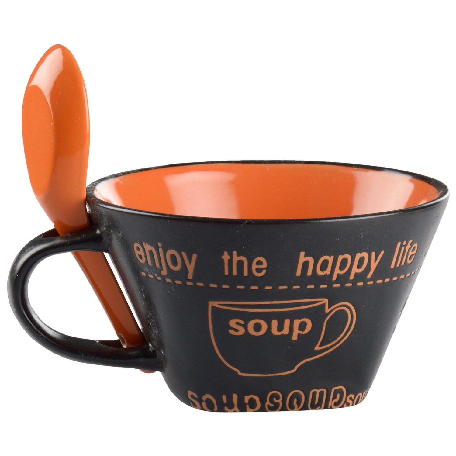 DRL Black & Orange Porcelain Soup Cup Amazon.in