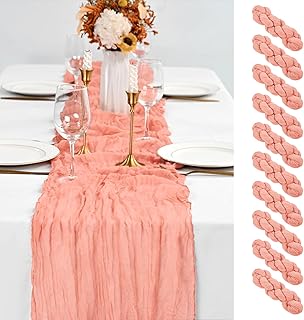 10 Pack Coral Table Runner 10Ft Cheesecloth Table Runner Boho Gauze Chee...