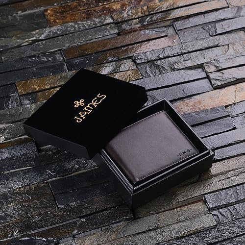 Miniatura 6 de Cartera de cuero personalizada con caja de regalo de madera. Añade un monograma y un mensaje secreto. Personalización gratuita - El mejor regalo