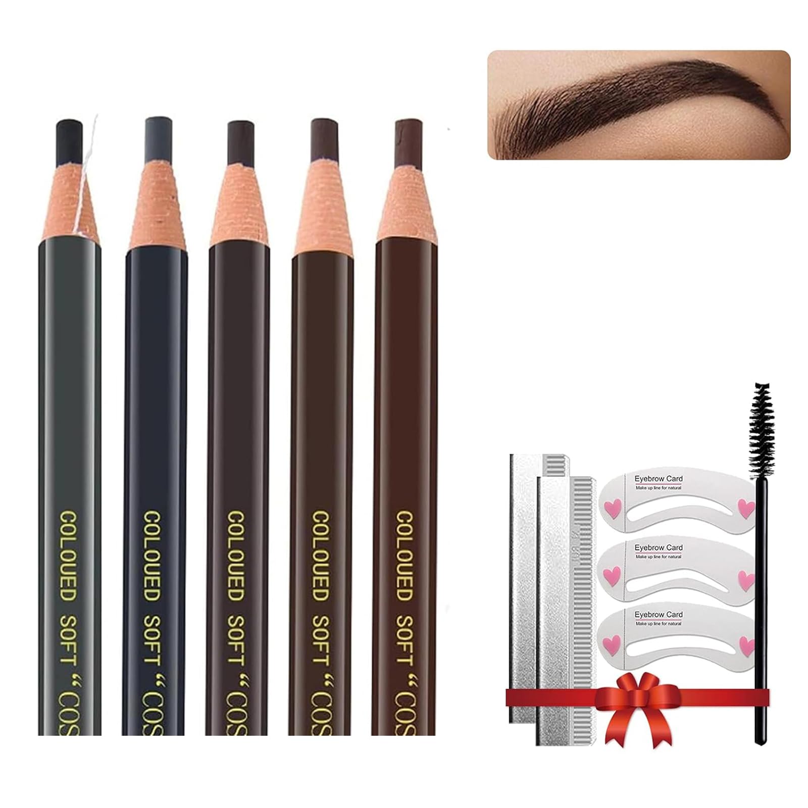 Maquillaje de Cejas, 5PCSLápices de Cejas, Kit Maquillaje de Cejas, Lápiz de Cejas, Kit de Maquillaje Para Cejas, Eyebrow Pencil, Lápiz Para Cejas Impermeable, Set de Lápiz Para Cejas Microblading