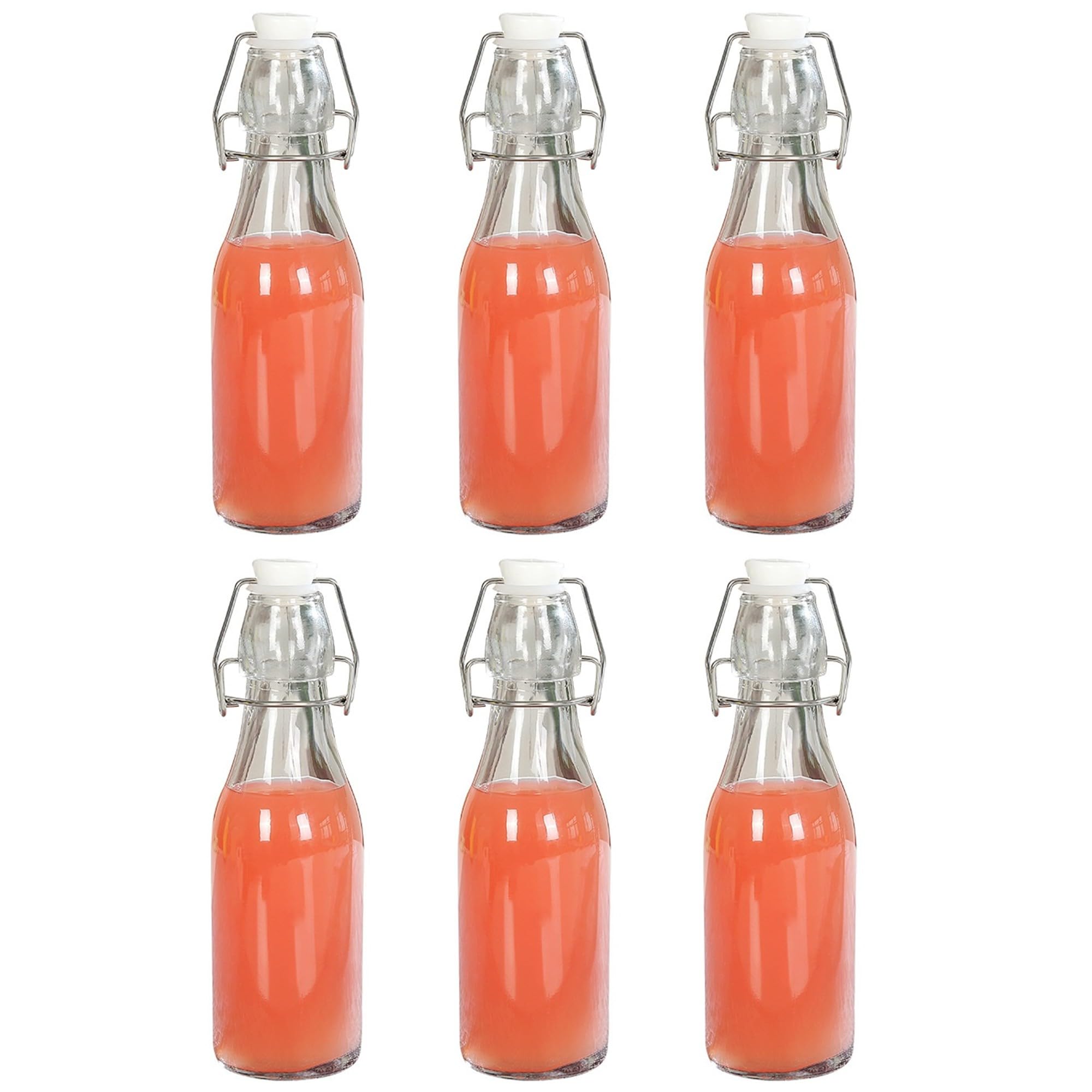 HENIJ® 250ml Glass Round Bottle with Airtight Rubber Seal Flip Caps | Clear Swing Top Glass Beer Bottles for Home Brewing, Beverages, Water, Wine, Milk, Oil, Soda, Pack Of 6, Round (B09QHYYNN1) Amazon Price History, Amazon Price Tracker