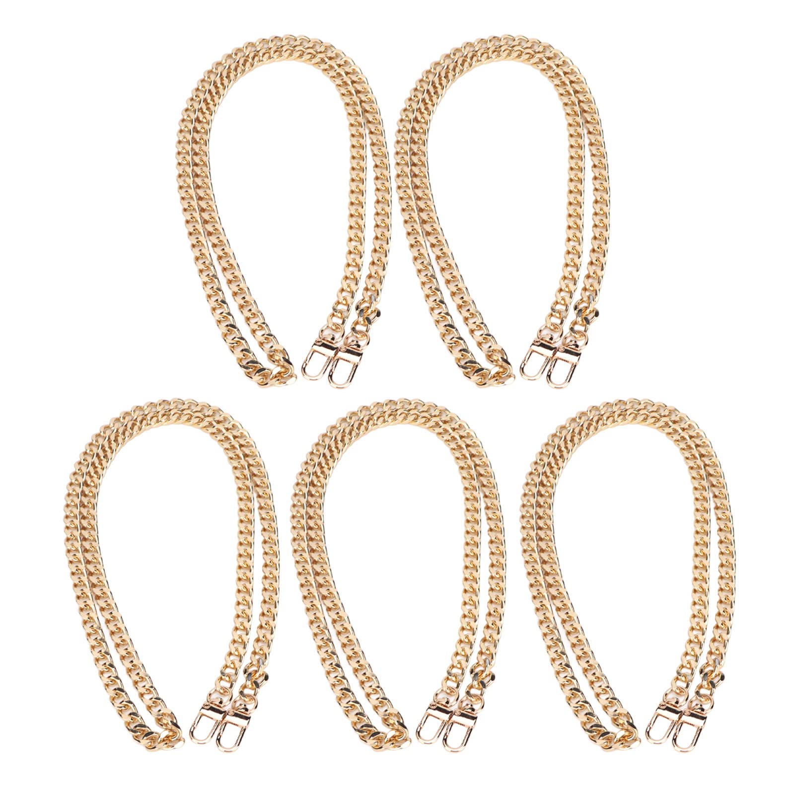 Paquete de 5 cadenas curvas de 1,2 m, suministros para fabricación de joyas, eslabones de metal trenzados a prueba de herrumbre, cadena artesanal para collar DIY, pulsera, j (Oro)