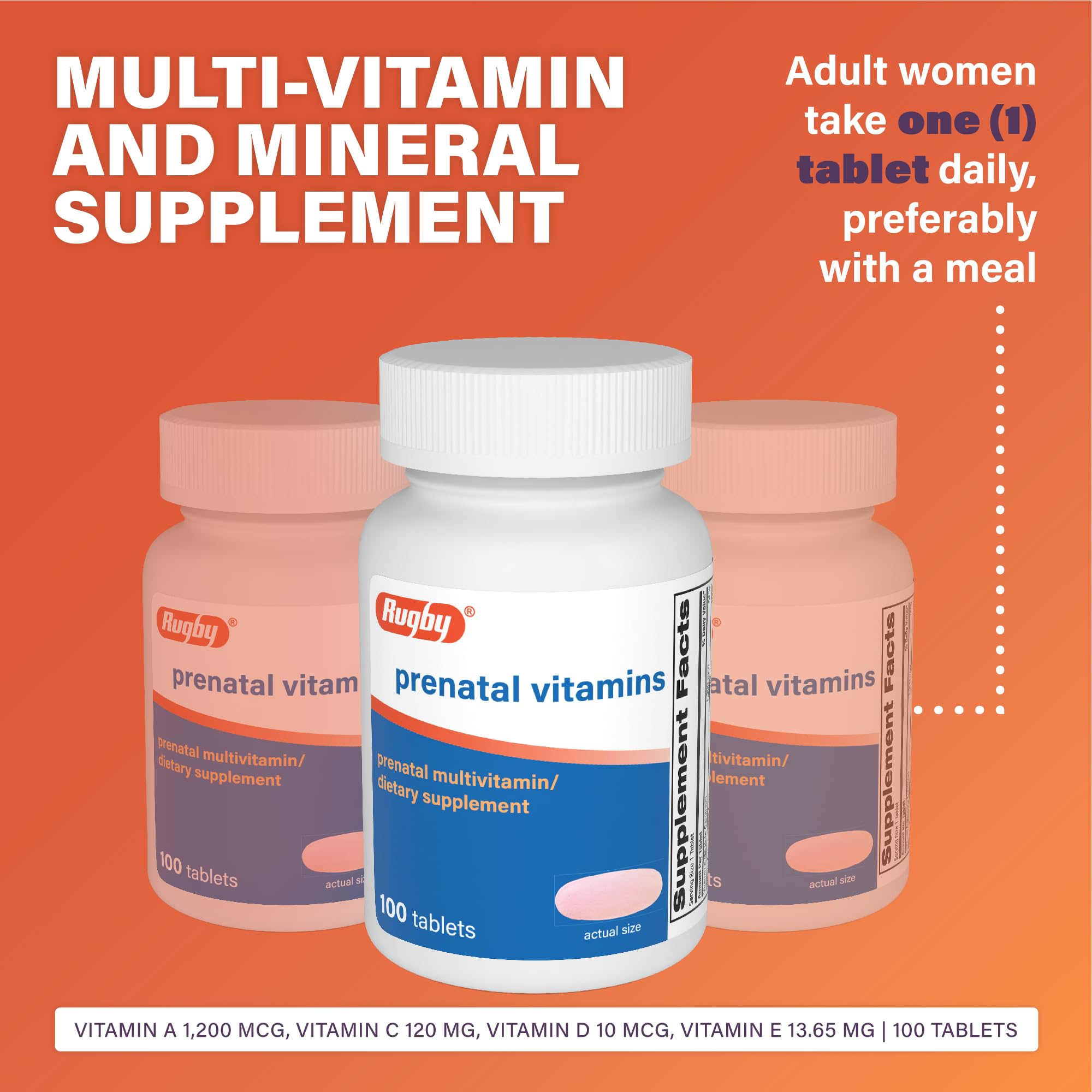 Rugby Prenatal Vitamins - Multiple Vitamin and Mineral Supplement - 100 Tablets (3 Pack) — Amazon image 3