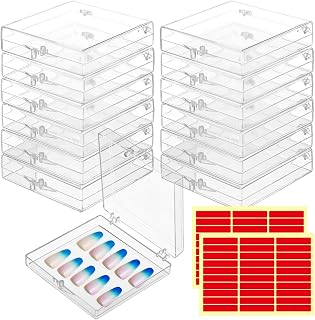 30 PCS Press on Nail Storage Boxes, Clear Nail Container with Double-Sided Tape, Acrylic Artificial Nail Display Box, Transparent Acrylic Nail Organizer Case, Small Acrylic Box for Nail Salon