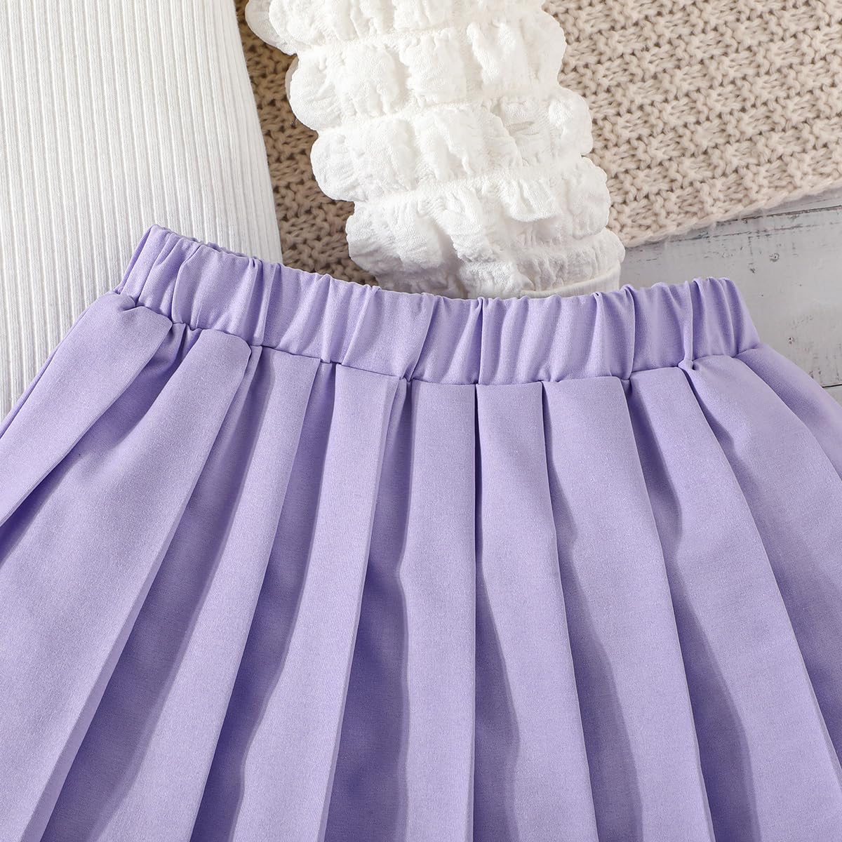 3-8Y Toddler Girl Skirt Set Kid 2Pcs Outfits Puff Long Sleeve Top Pleated Skirt with Bowknot Fall Winter Clothes - Image 9