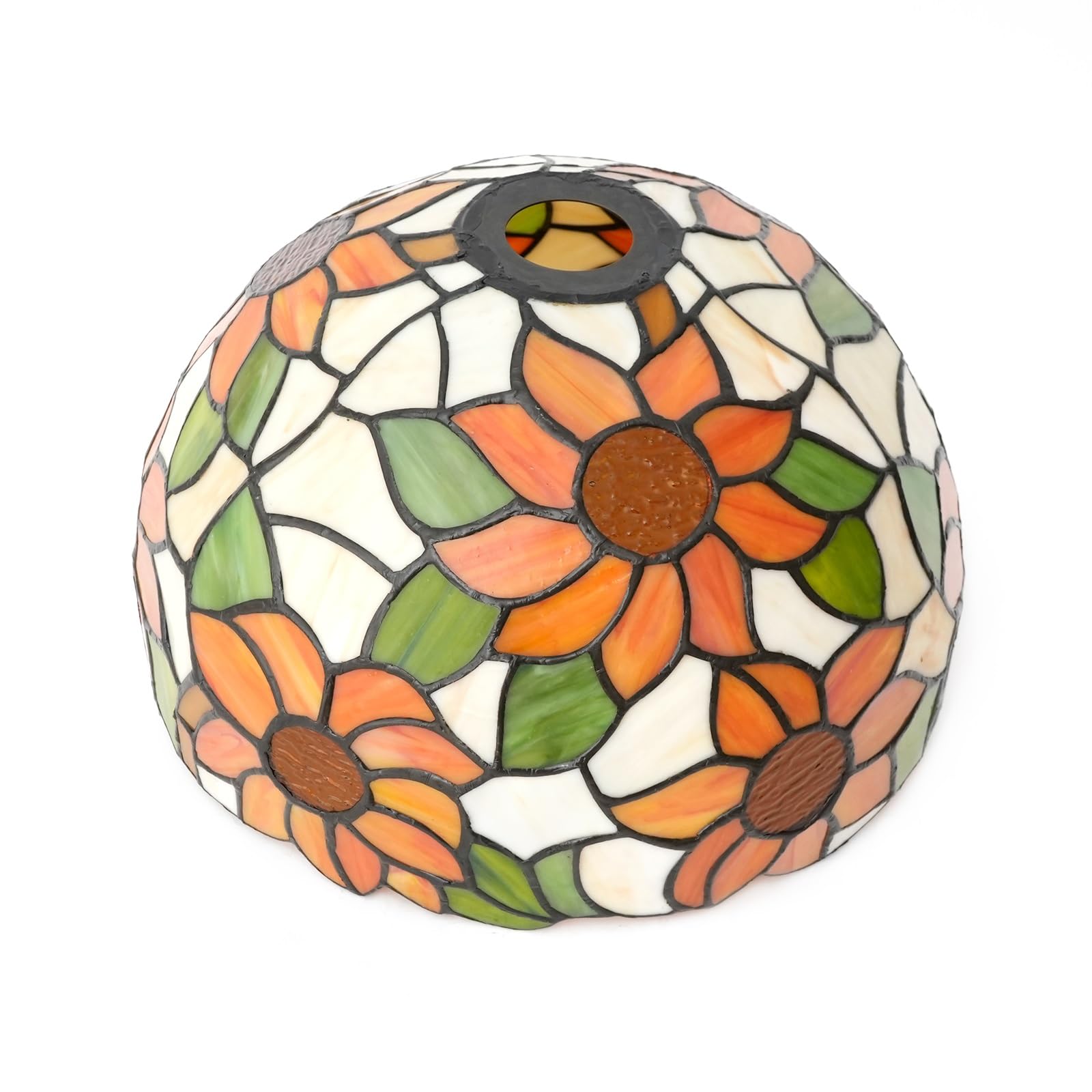 HJRegaFimu Shade Replacement 12" Pastoral Sunflower Stained Glass Lamp Thanksgiving Decor Large Opening Lampshades For Table Chandelier Light Wall Floor Lamps