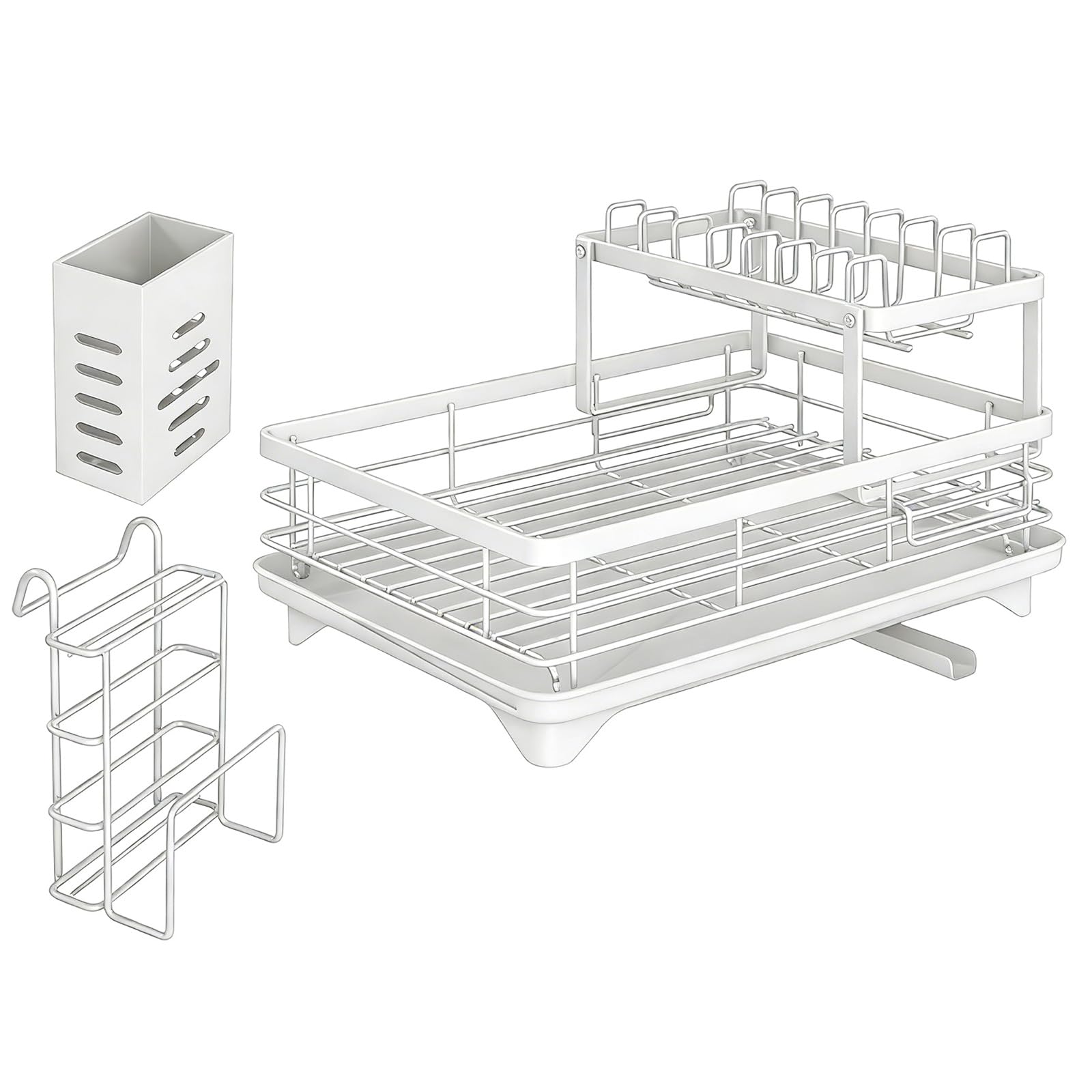 Shurhome Spacious Double Deck Drainer with Rustproof Finish and Firm Basel Drying Rack for Safe of Tableware Rustproof Kitchen Rack