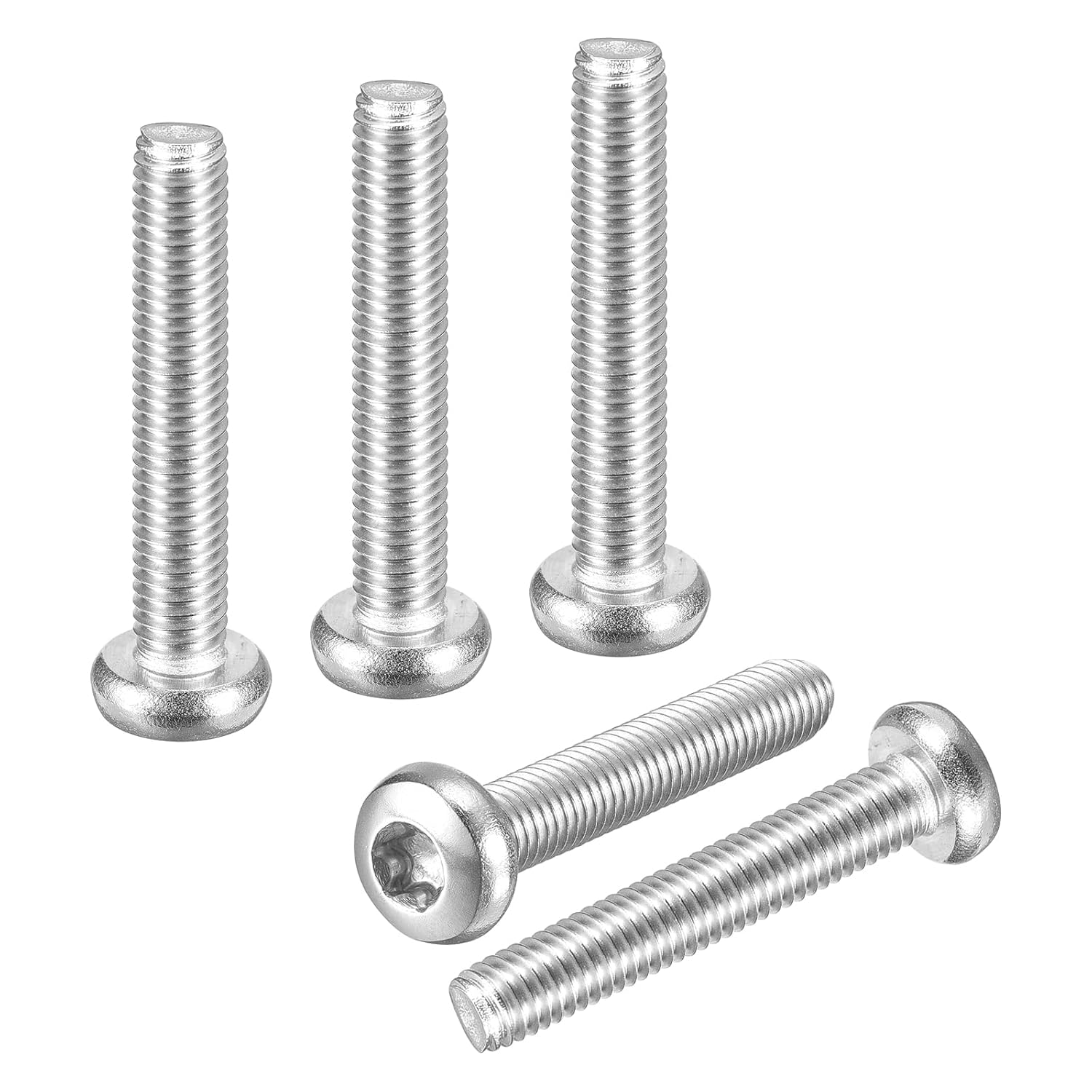 DTGN M5x30mm Pan Head Torx Security Screw - 250Pack - Good for Machinery - 304 Stainless Steel Button Head Torx Bolt Star Drive Security Fasteners - Silver Tone