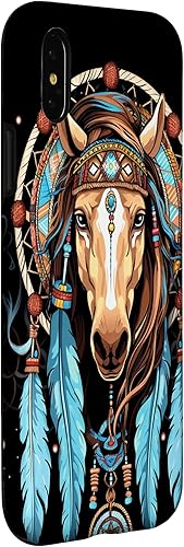 Miniatura 9 de Funda tribal para iPhone 14 Pro Max Horse Dreamcatcher nativo americano plumas