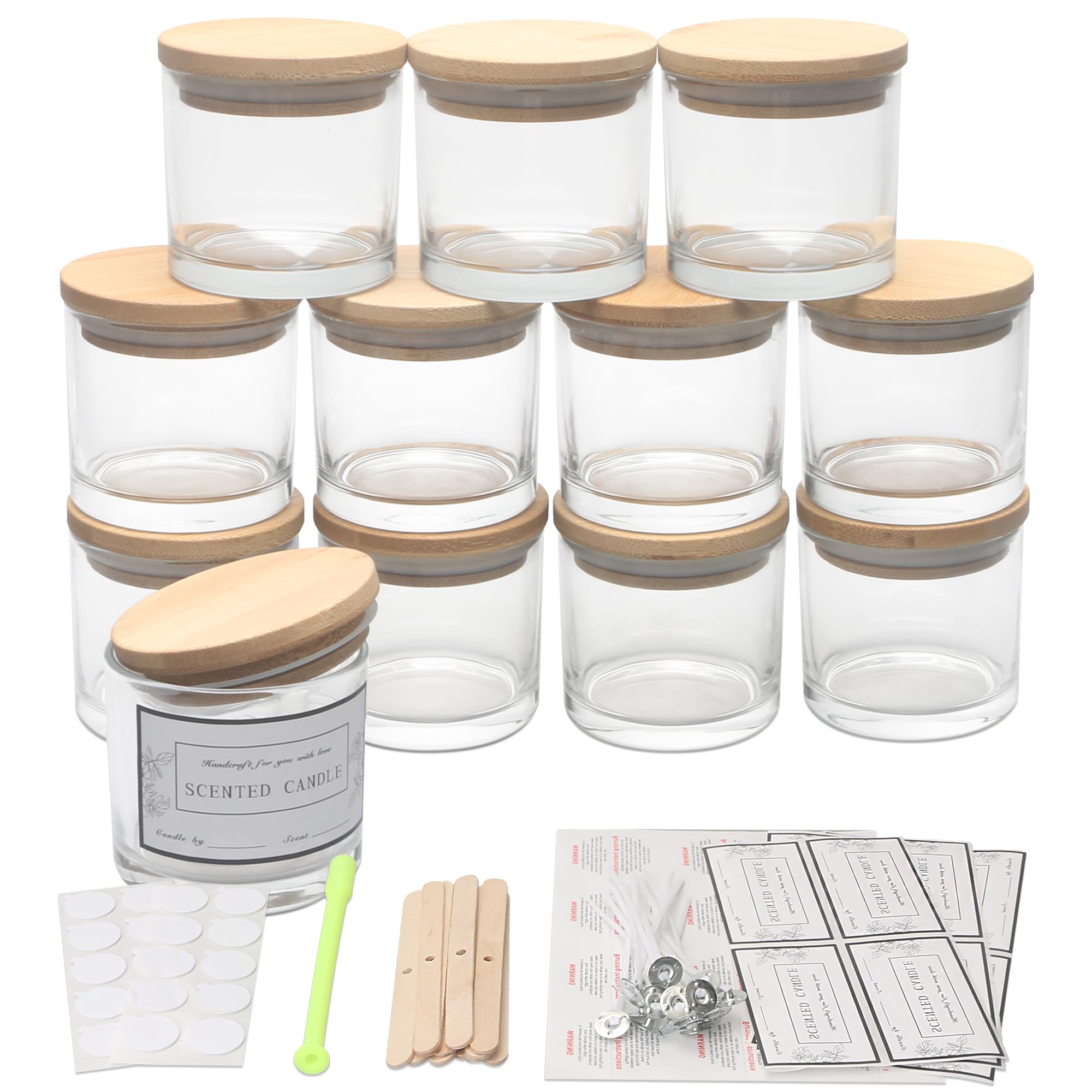 15 Barattoli In Vetro Smerigliato Per Candele Fatte In Casa - Coperchio In Bamb&ugrave; Ed Etichette Adesive Incluse