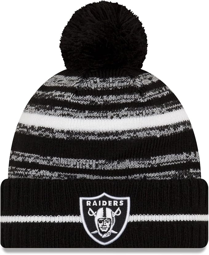 New Era - Cappello da uomo nero Las Vegas Raiders 2021 NFL Sideline Sport  Pom Cuffed Knit : Amazon.it: Sport e tempo libero