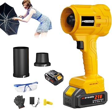 21V Cordless Leaf Blower with 2 x 4.0Ah Batteries, Brushless Lightweight Handheld Blower with Detachable Air Nozzle, 2-Speed Turbo for Lawn, Patio, Yard & Car Drying