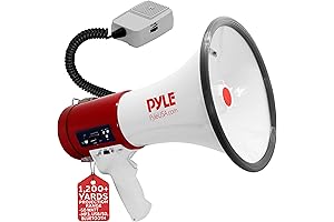 Pyle Megaphone 50-Watt Siren Bullhorn - Professional Outdoor Voice for Police & Cheerleading