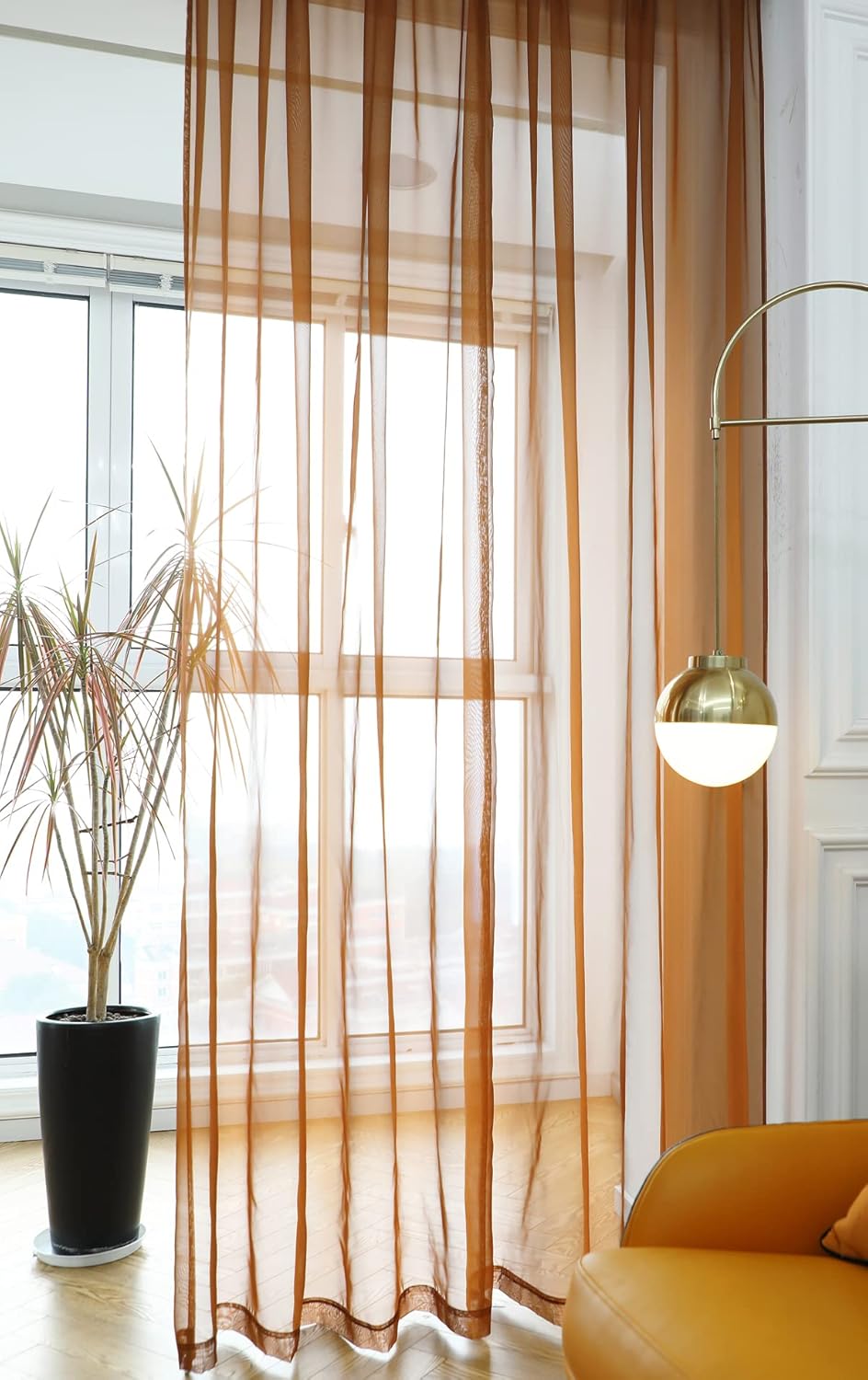 Window White Sheer Curtains 84 Inches Length 2 Panels Voile Light Filtering Sheer Curtain Panel Drapes Treatment For Bedroom Living Room Children Room Kitchen Yard (White, 52" W x 84" L | 2 pcs) : Home & Kitchen