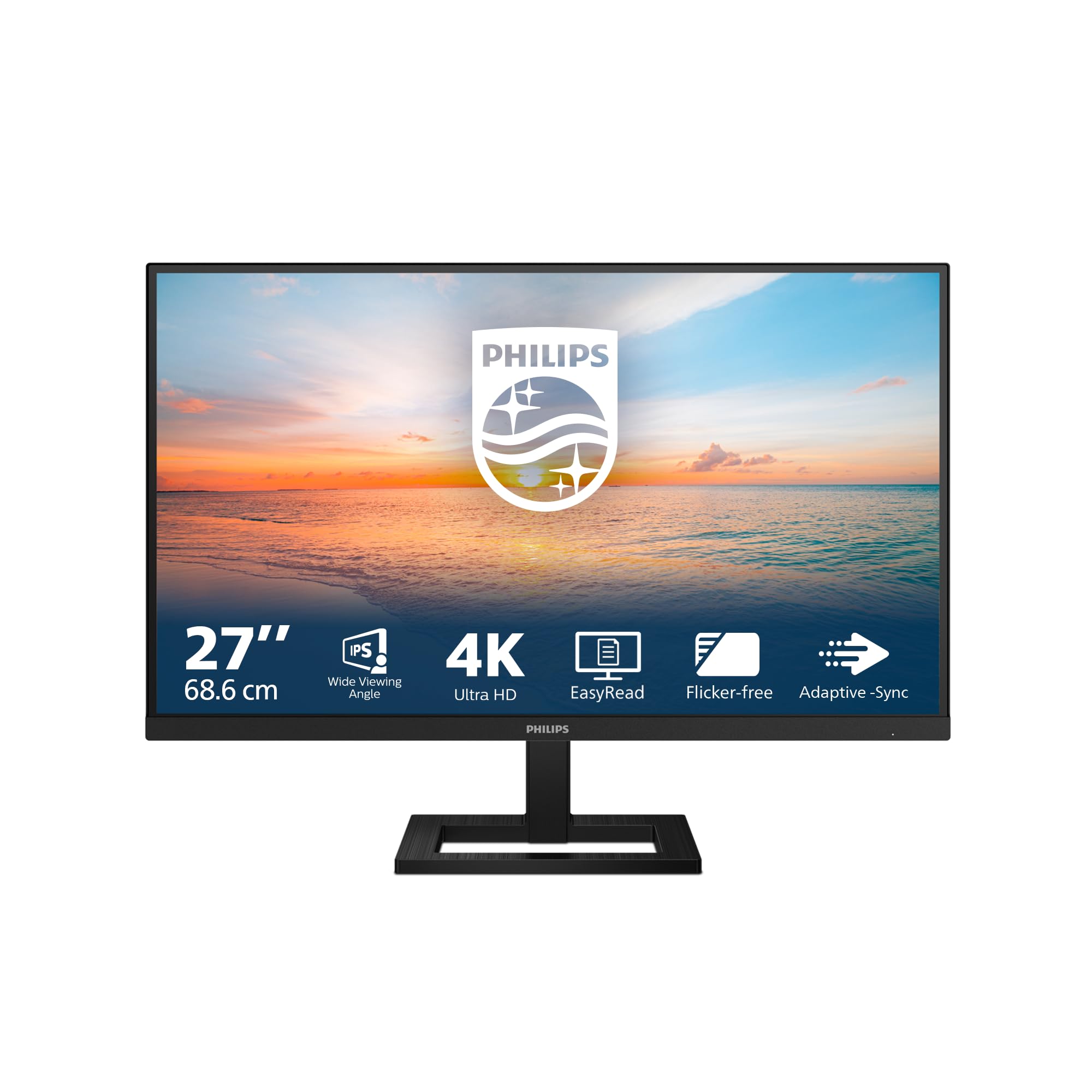 PHILIPS 27E1N1900AE - Monitor Ultra HD da 27 pollici, altezza regolabile, altoparlante, HDR10 (3840x2160, 60 Hz, 2x HDMI 2.0, USB-C (65W PD), Hub USB) nero
