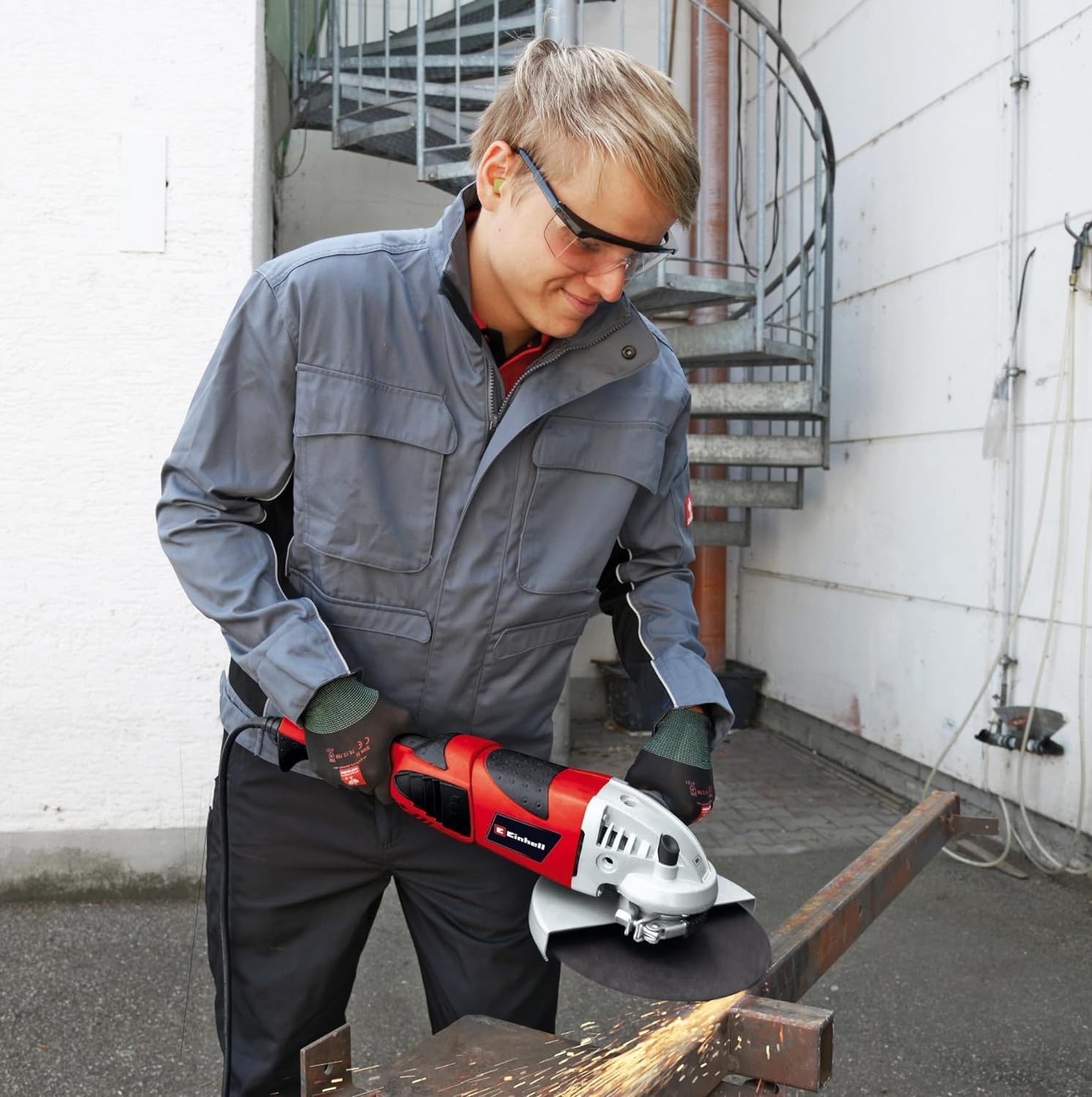 Einhell Amoladora eléctrica con cable - TE-AG 230/2000. 2000 W, 230 V, 8,7 Amperios, diámetro del disco 230 mm. Arranque suave, asidero giratorio, cubierta protectora.