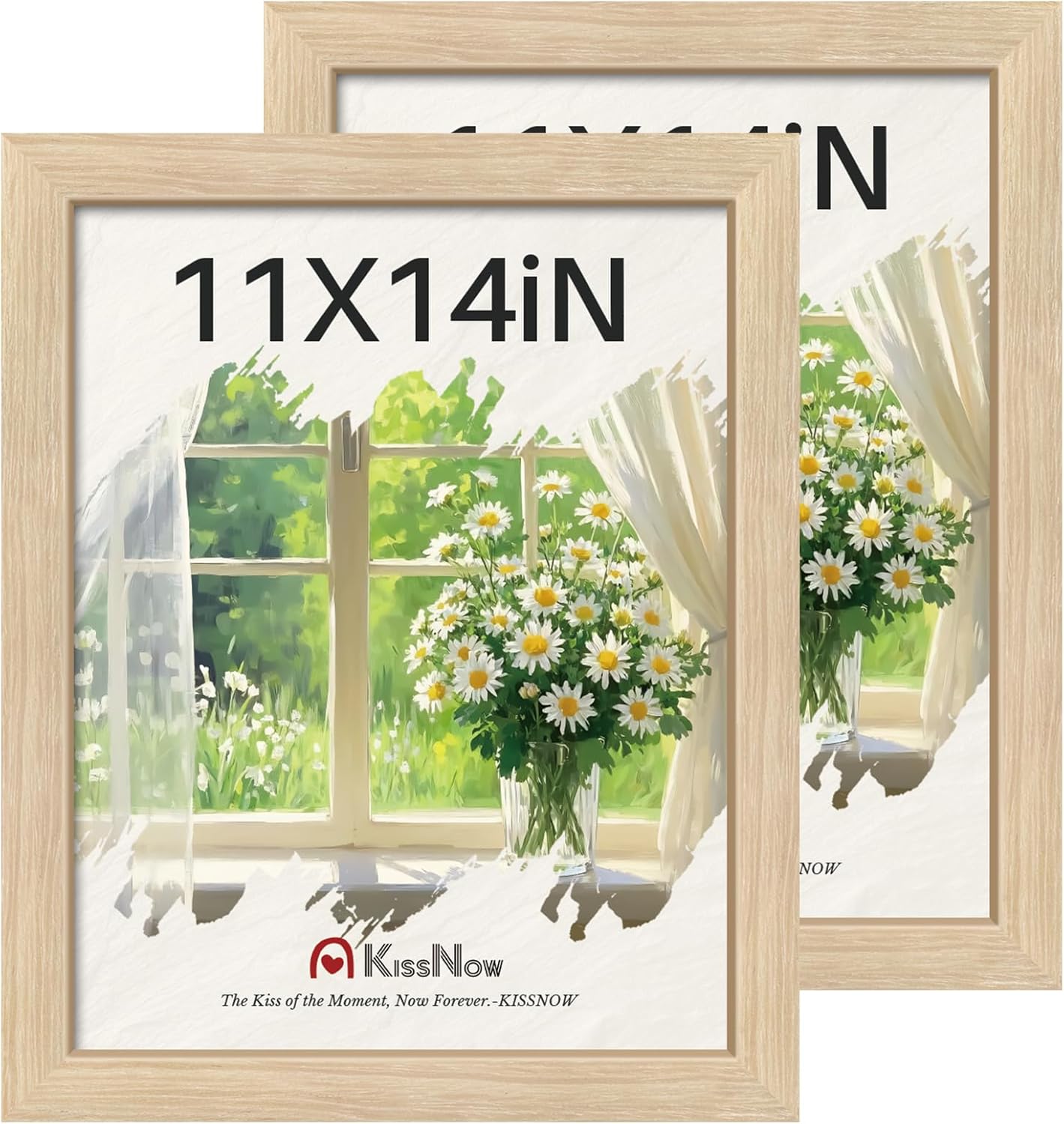 11x14 Picture Frame set of 2, Natural Oak Wood Poster Frame, Wall Hanging