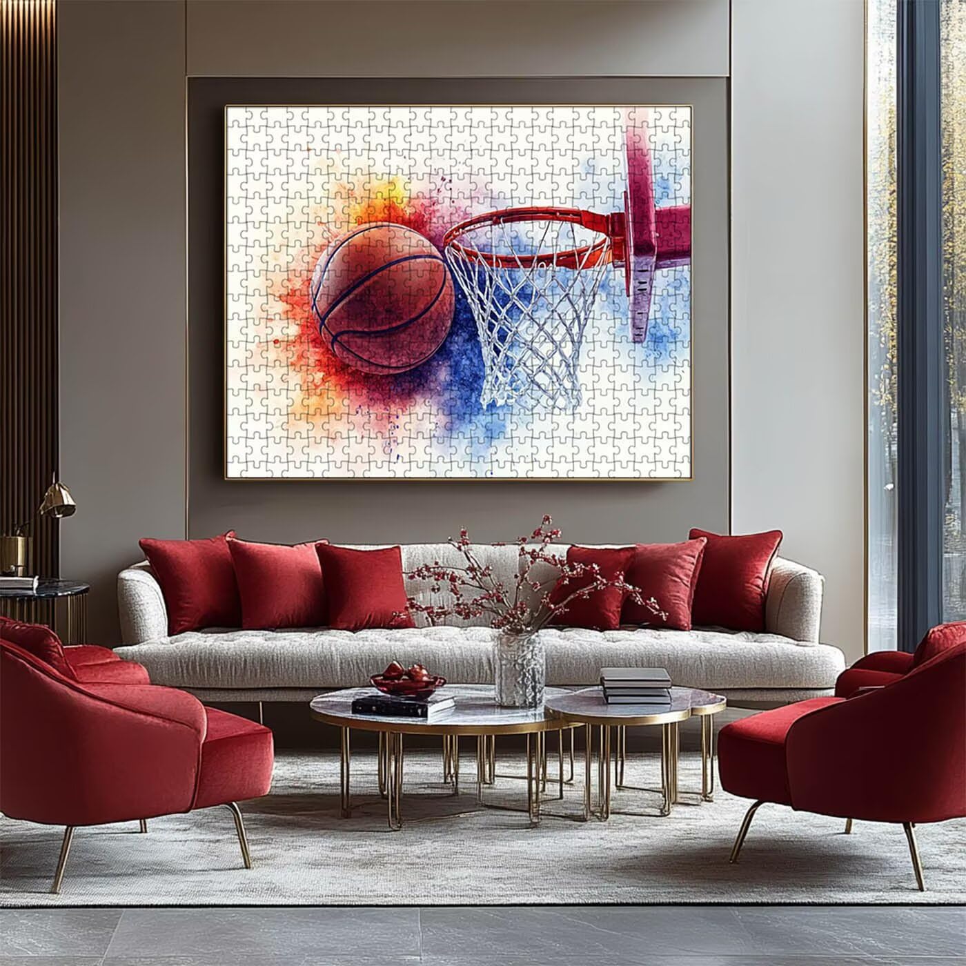 Puzzle 1500 Piezas, Baloncesto Puzzle 1500 Piezas Adulto 90 x 60 CM, Puzzles Madera Deportes Exquisito Embalaje en Caja de Papel, Bolsa de Malla Portátil para Regalo Hombre Decoracion Pared RXPT-1097