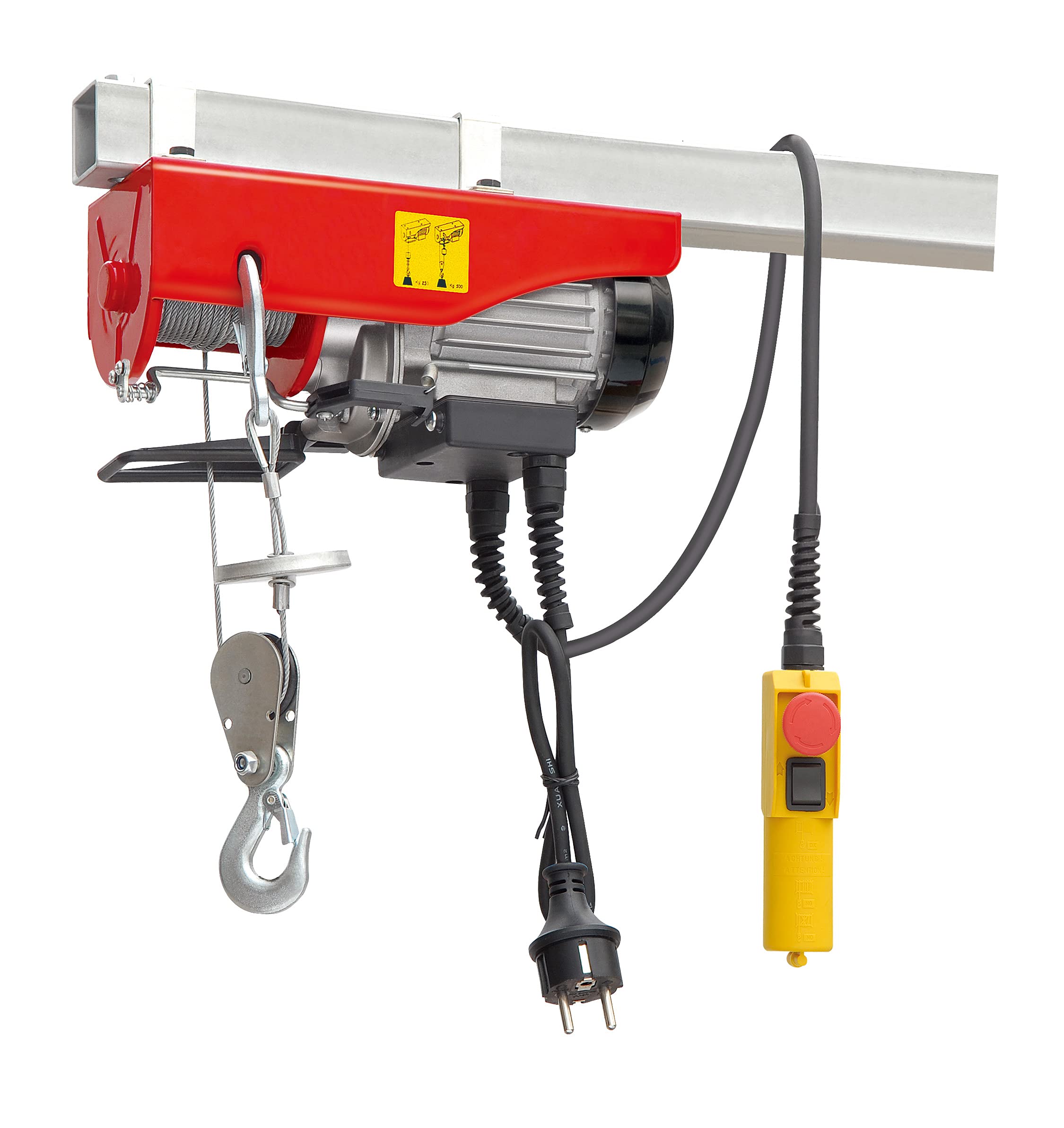 CROSSFER PA600A-18M Elektrische Seilwinde Seilzug 300/600 Kg 18 Meter Stahlseil 230V