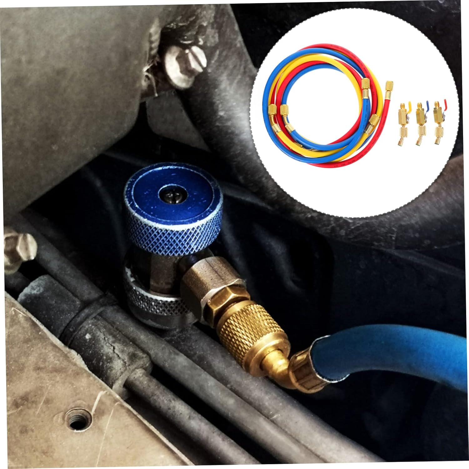 Mikinona 3pcs Recharge Hose with Ball Valves for Car Refrigeration High Pressure Charging Tube Compatible with Automotive Hvac Systems Convenient DIY Filling