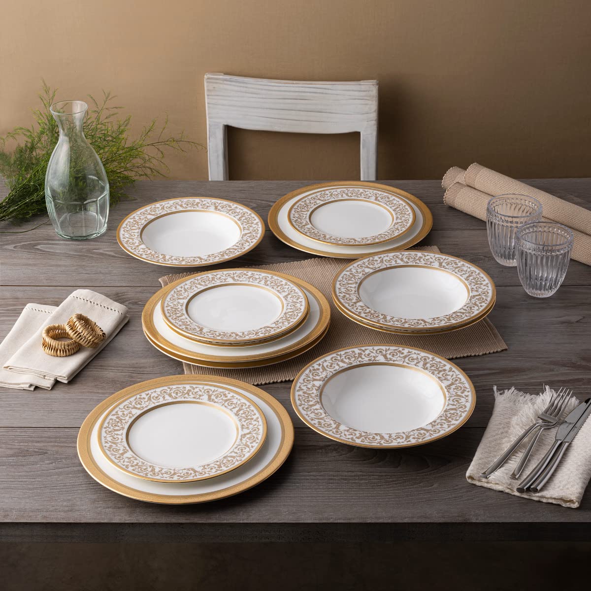 Amazon.com | Noritake Summit Gold 12-Piece Dinnerware Set, Service